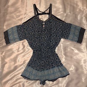 Cold Shoulder Blue Romper